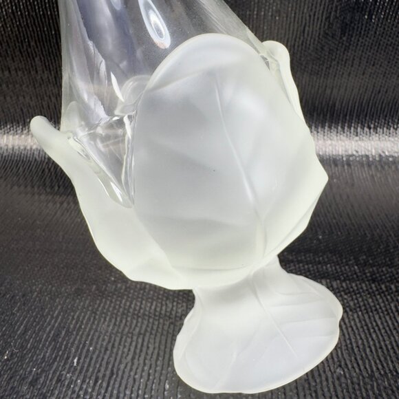 Viking Glass Swung Vase with Frosted Cabbage Base 12inch Clear Glass Vase Vessel - Picture 11 of 16